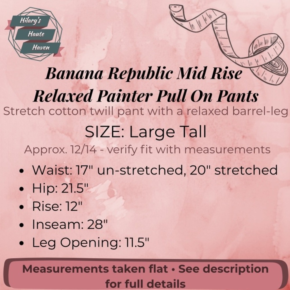 Banana Republic Mid Rise Relaxed Painter Pull On Pants LT Large Tall Navy NWT - Picture 3 of 13